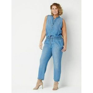 Side Stitch Sleeveless Jumpsuit with Tie Waist-Wintertide-Medium A375127‎ NEW